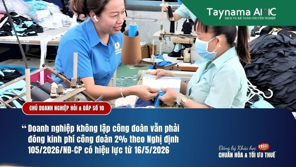 DOANH NGHIỆP KHÔNG LẬP CÔNG ĐOÀN VẪN PHẢI ĐÓNG KINH PHÍ CÔNG ĐOÀN 2% THEO NGHỊ ĐỊNH 1052026NĐ-CP CÓ HIỆU LỰC TỪ 1652026