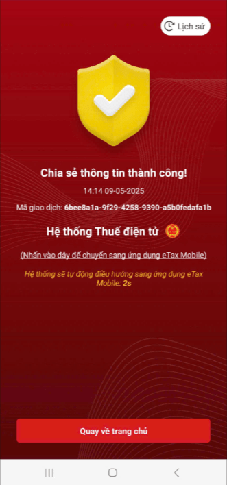 Hướng dẫn xác thực tờ khai đăng ký, thay đổi thông tin sử dụng Hóa đơn điện tử trên Etax Mobile 10 ETax B2.1 4