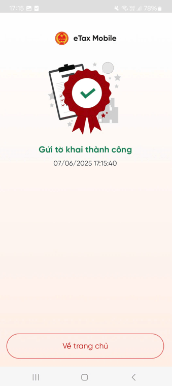Hướng dẫn xác thực tờ khai đăng ký, thay đổi thông tin sử dụng Hóa đơn điện tử trên Etax Mobile 12 ETax B2.1 6