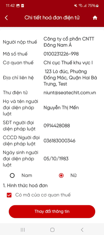 Hướng dẫn xác thực tờ khai đăng ký, thay đổi thông tin sử dụng Hóa đơn điện tử trên Etax Mobile 20 ETax B3.1 2