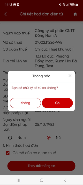 Hướng dẫn xác thực tờ khai đăng ký, thay đổi thông tin sử dụng Hóa đơn điện tử trên Etax Mobile 21 ETax B3.1 3