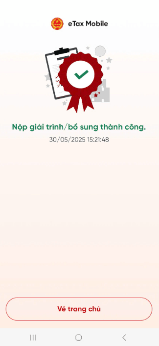Hướng dẫn xác thực tờ khai đăng ký, thay đổi thông tin sử dụng Hóa đơn điện tử trên Etax Mobile 27 ETax B3.3 4