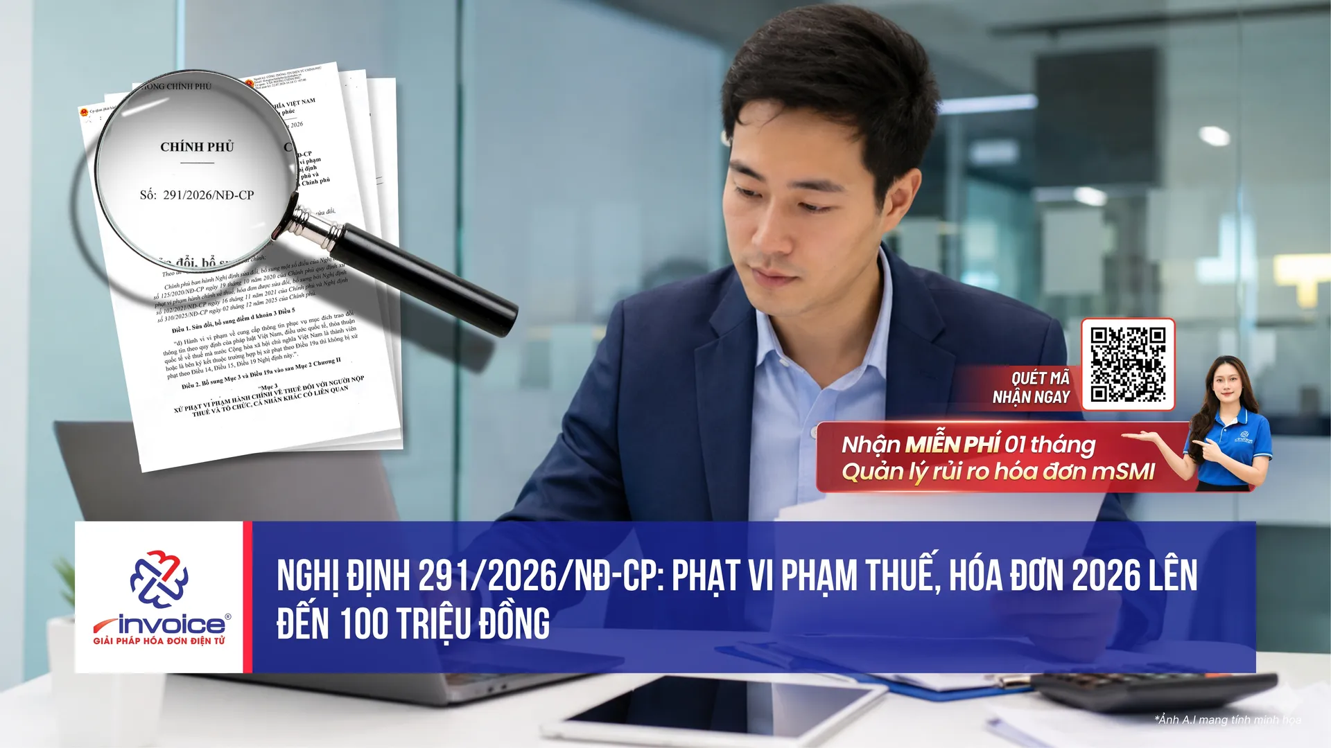 Nghị định 291/2026/NĐ-CP: Phạt vi phạm thuế, hóa đơn 2026 lên đến 100 triệu đồng